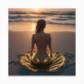 Mermaid At Sunset Canvas Print