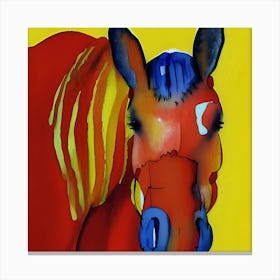 Abstract Horse In Red, Blue And Yellow Canvas Print