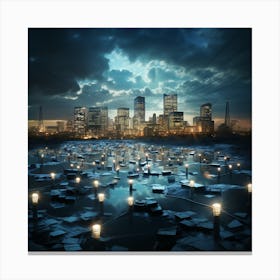 Dark City At Night Canvas Print