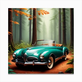 Classic Car In The Forest Canvas Print