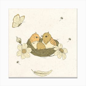 Birds Birth Card Bird Nest Nest Canvas Print