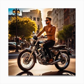 Man On A Motorcycle Canvas Print