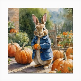 Peter Rabbit With Pumpkin Canvas Print