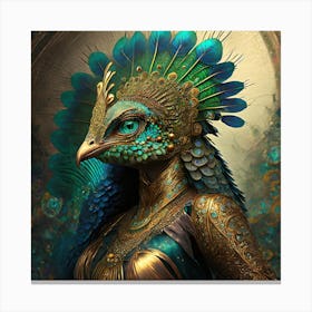 Firefly A Modern Illustration Of A Fierce Native American Warrior Peacock Iguana Hybrid Femme Fatale (10) Canvas Print