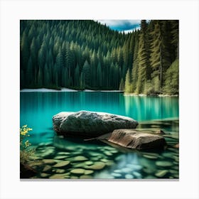 Blue Lake In The Mountains 12 Canvas Print