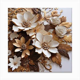 Flowers in gold 4 Canvas Print