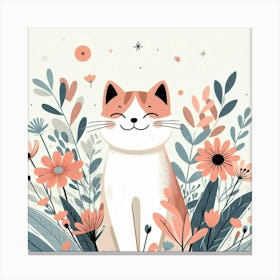 Cat In Flowers 2 Canvas Print