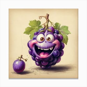 Cartoon Grapes Canvas Print