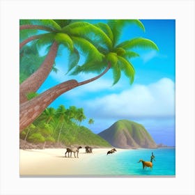 Horses On The Beach Canvas Print