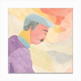 Watercolor Portrait of Man Canvas Print