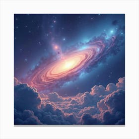 Celestial Watercolor Scene With Shimmering Nebulae 1 Canvas Print