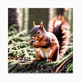 Red Squirrel In The Forest 20 Canvas Print