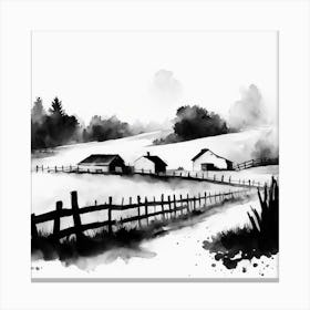 Black And White Watercolor Painting 1 Canvas Print