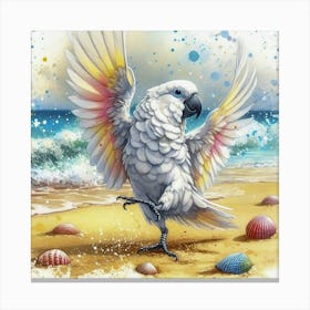 Parrot On The Beach Canvas Print