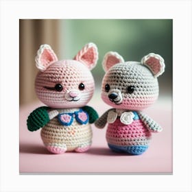 Two Crocheted Stuffed Animals Canvas Print