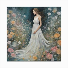 Girl In A White Dress Canvas Print