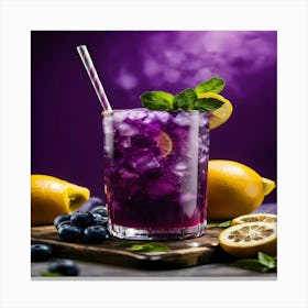 Purple Drink With Lemon And Blueberries Canvas Print