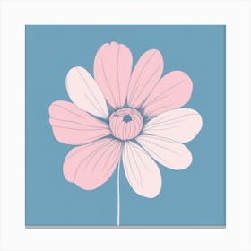 A White And Pink Flower In Minimalist Style Square Composition 506 Canvas Print