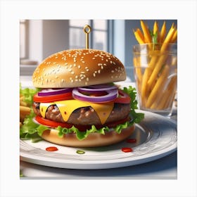 Hamburger And Fries 24 Canvas Print