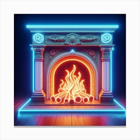 Neon Fireplace 7 Canvas Print