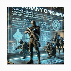 A Futuristic Sci Fi Scene Featuring Harmony Operatives Canvas Print