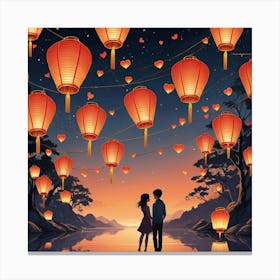 Default Wish Lanterns For Love Art 2 Canvas Print