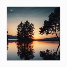 Sunset On A Lake Canvas Print