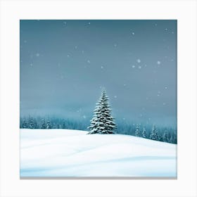 A Serene Winter Landscape Under A Subdued Grey Sky Snow Blankets A Fir Tree Frost Glistens On Surr (4) Canvas Print