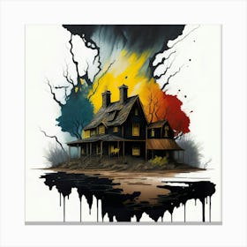 Colored House Ink Painting (104) Canvas Print