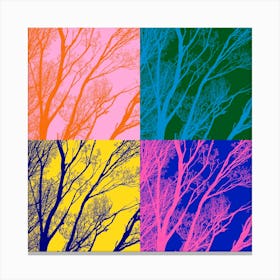 Bright Winter Tree Silhouette Squares Canvas Print