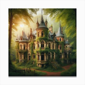 Gorgeous Abandoned Medieval Mansion In A Fairytale Forest Canvas Print