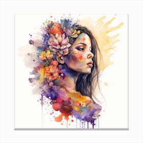 Watercolor Floral Woman #2 Canvas Print