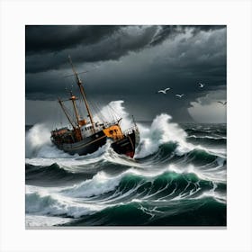 Roaring Seas, Flying Shadows Canvas Print