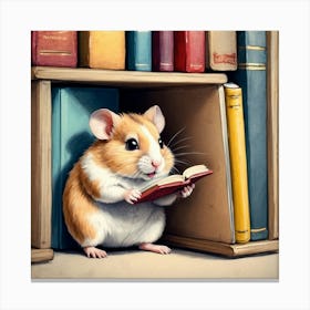 Hamster Reading A Book 16 Canvas Print