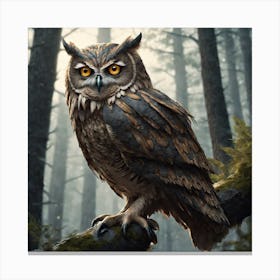 Owl In The Forest 136 Canvas Print