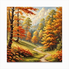 Forest In Autumn In Minimalist Style Square Composition 243 Canvas Print