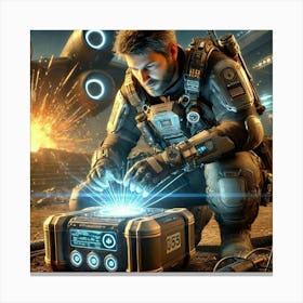 A Sci Fi Scene Showcasing Kaden Malric Explosives Specialist Canvas Print