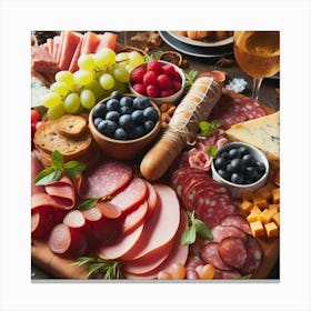 Platter Of Cheese And Meats Canvas Print