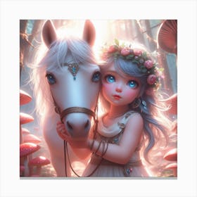 Fairy Girl With A Horse Canvas Print