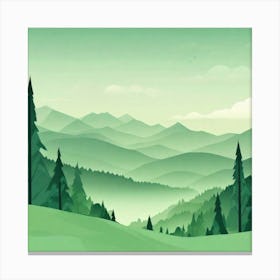 Misty mountains background in green tone 116 Canvas Print