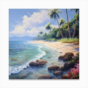 Swaying Palms in Embrace Canvas Print