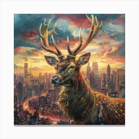 Deer In The City 2 Canvas Print