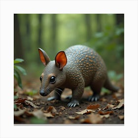 Curious Armadillo Exploring The Forest Floor 1 Canvas Print