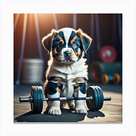 Circus Puppy (Series) Strongman Canvas Print