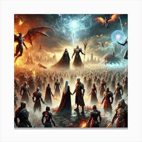 An Epic Final Battle Scene Where All Factions Gath Converted Canvas Print