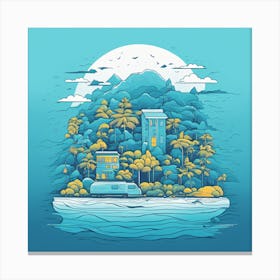 Illustration Of A Tropical Island Canvas Print