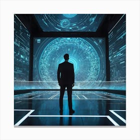 Futuristic Man In Futuristic Room 3 Canvas Print