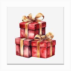Watercolor Christmas Gift Boxes 5 Canvas Print