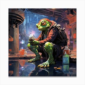 Frog in Cyberpunk Futuristic Enviroment Canvas Print