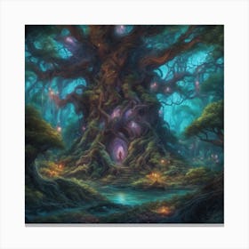 Ethereal Fantasy Forest With Towering Ancient Trees (4) Canvas Print